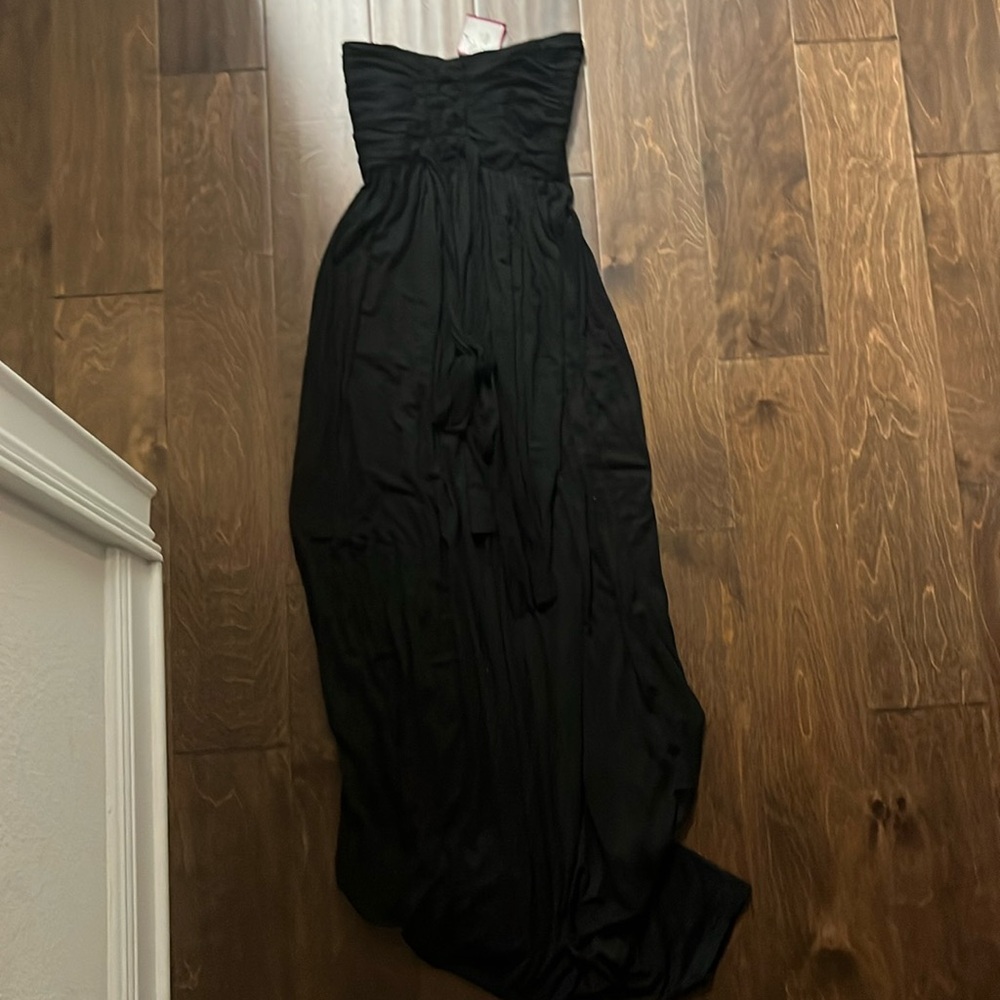 a long black dress that ties